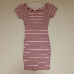 White-stripped Pink Bodycon Dress